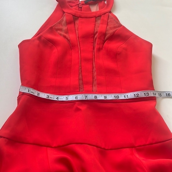 BCBGMAXAZRIA Halter Mesh Red Mini Dress - Picture 9 of 10